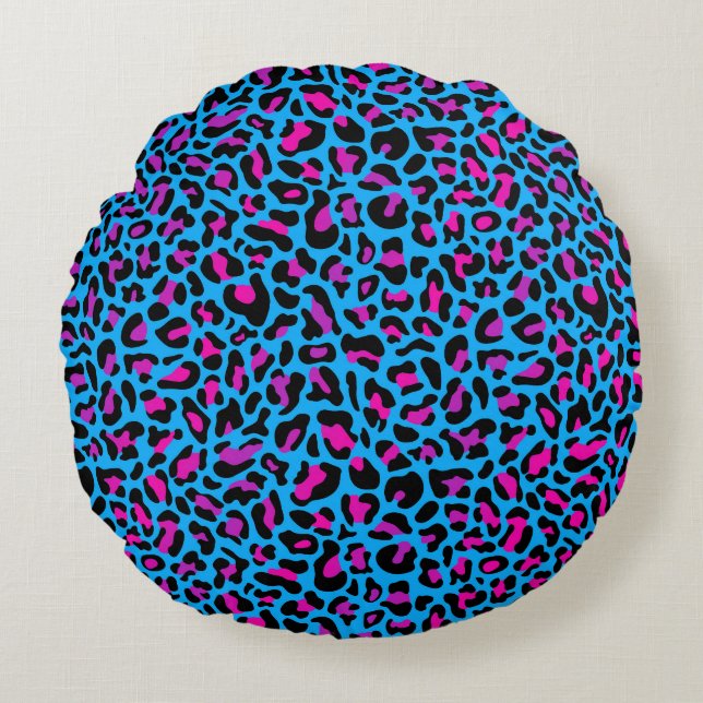Coussin rond imprimé léopard (Devant)