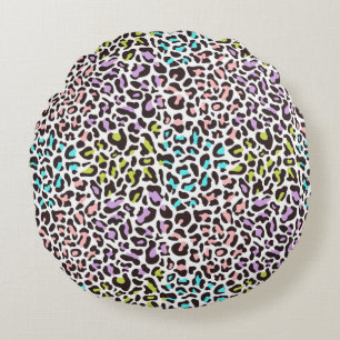Coussin rond imprimé léopard