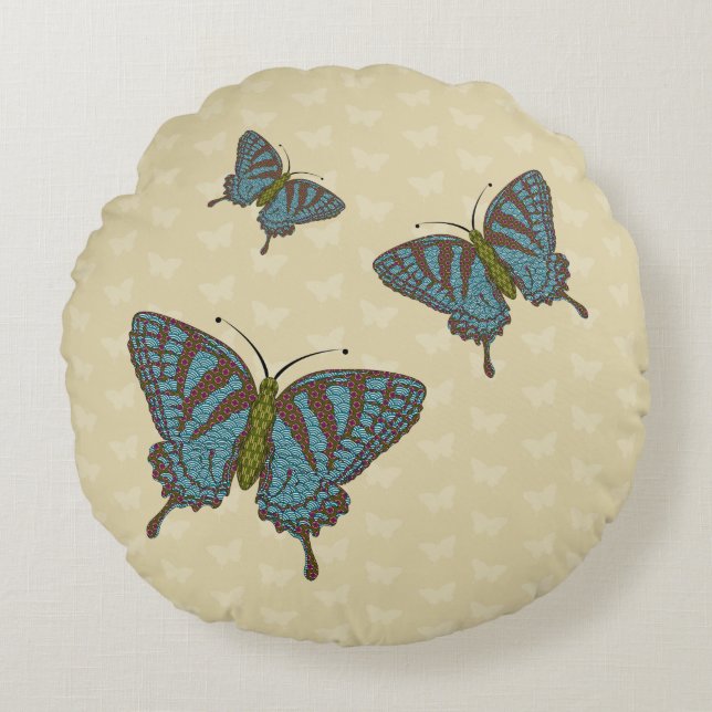 Coussin rond japonais Swallowtail (Devant)