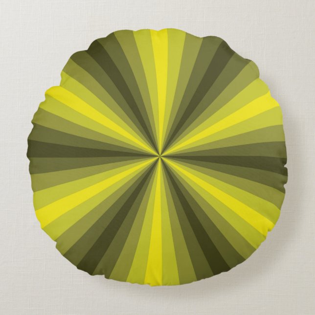 Coussin rond jaune illusion d'optique (Devant)