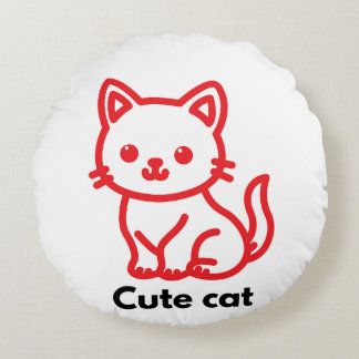 Coussin rond jeté 16” avec chat mignon