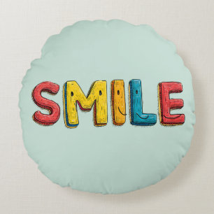 Coussin rond jeté "SMILE" coloré Vert marine