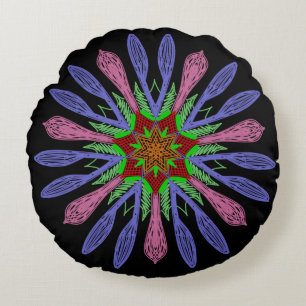 Coussin rond Jimette Design rose vert rouge noir
