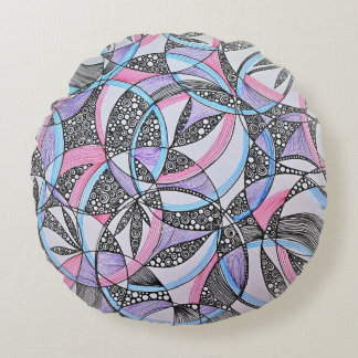 Coussin Rond Kaléidoscope Cercles Géométriques