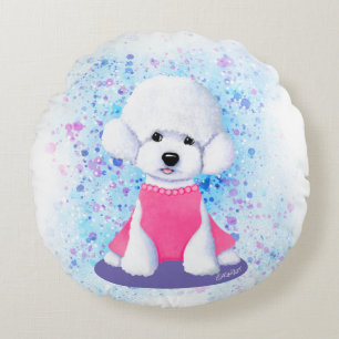 Coussin rond KiniArt Bichon Frise
