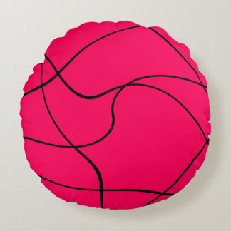 Coussin rond - "lignes abstraites" - fuchsia