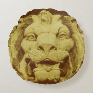 Coussin rond - Lion de pierre