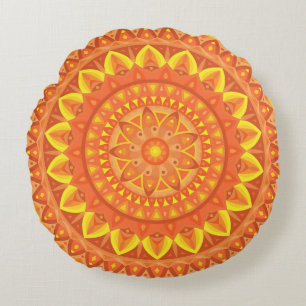 Coussin rond Mandala de la base orange