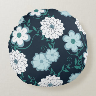 Coussin rond moderne serène élégant Floral