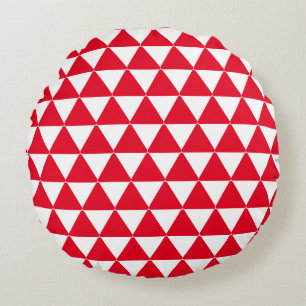 Coussin rond motif blanc triangles rouges