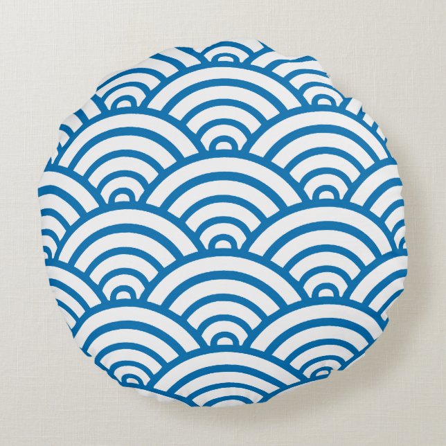 Coussin rond Motif bleu et blanc éclatant (Dos)