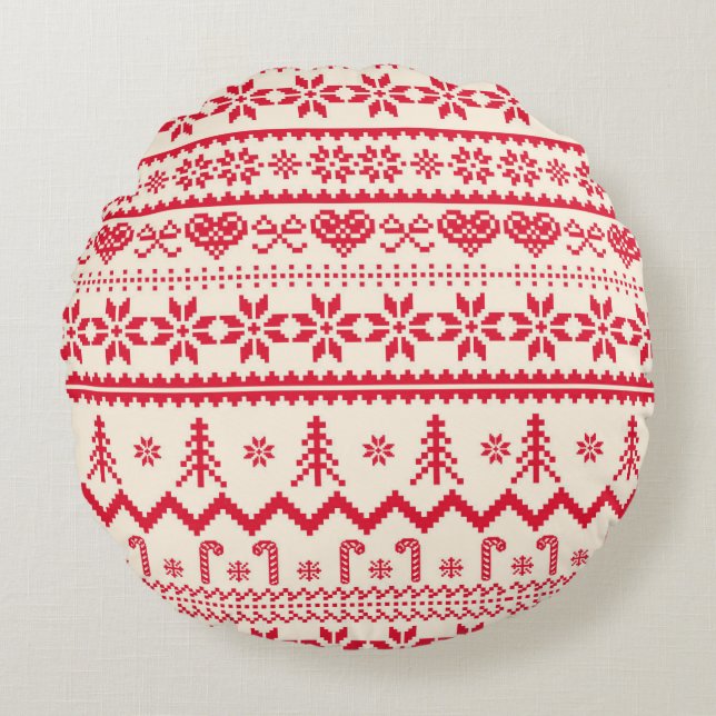 Coussin rond motif de noël nu (Devant)