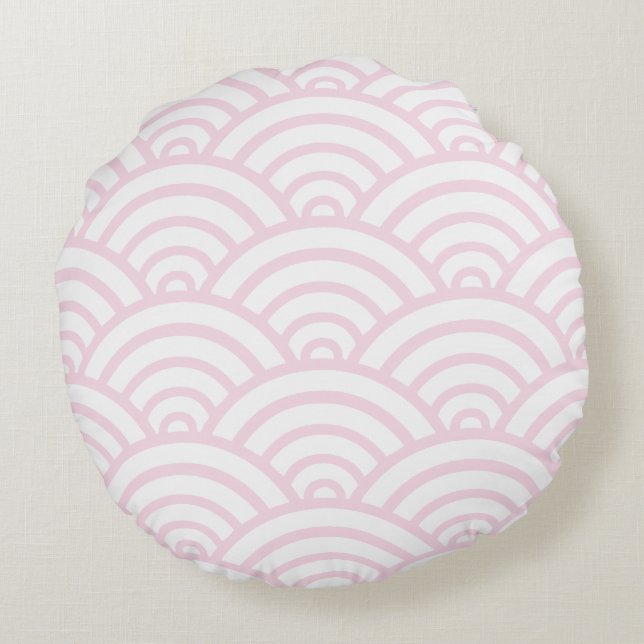 Coussin rond Motif de pétoncle rose et blanc (Dos)