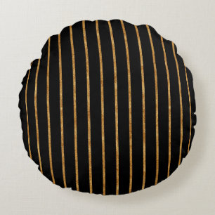 Coussin rond Motif vertical noir et or