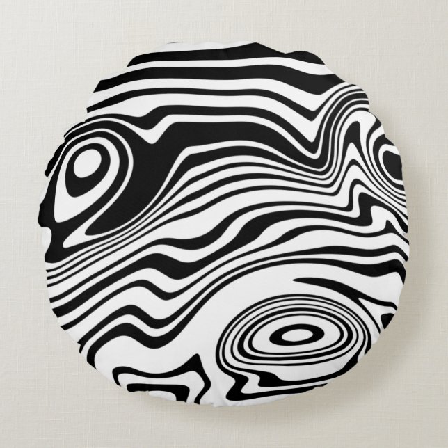 Coussin rond noir blanc Waves Patten - Votre coule (Devant)