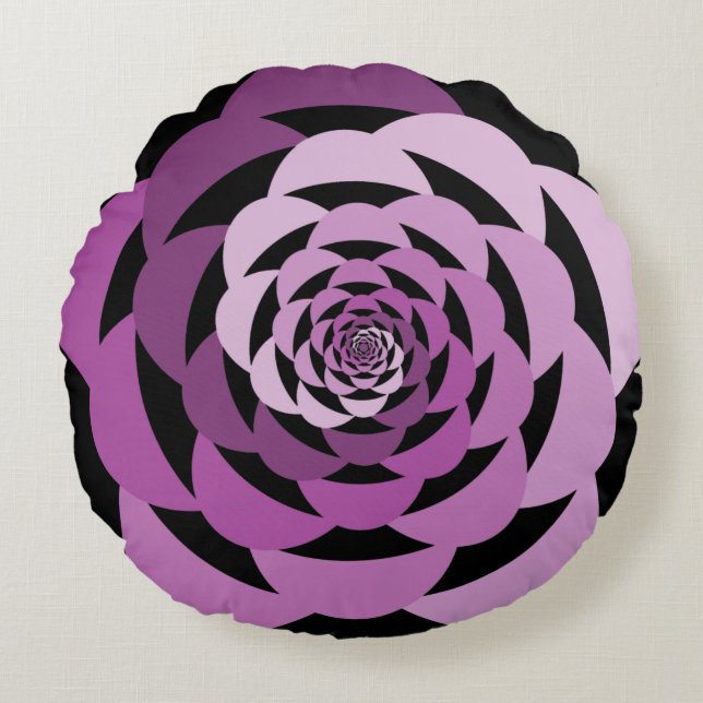 Coussin rond Ombre Fleur Rose (Devant)