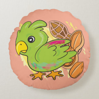 Coussin rond perroquet et tortue de mer