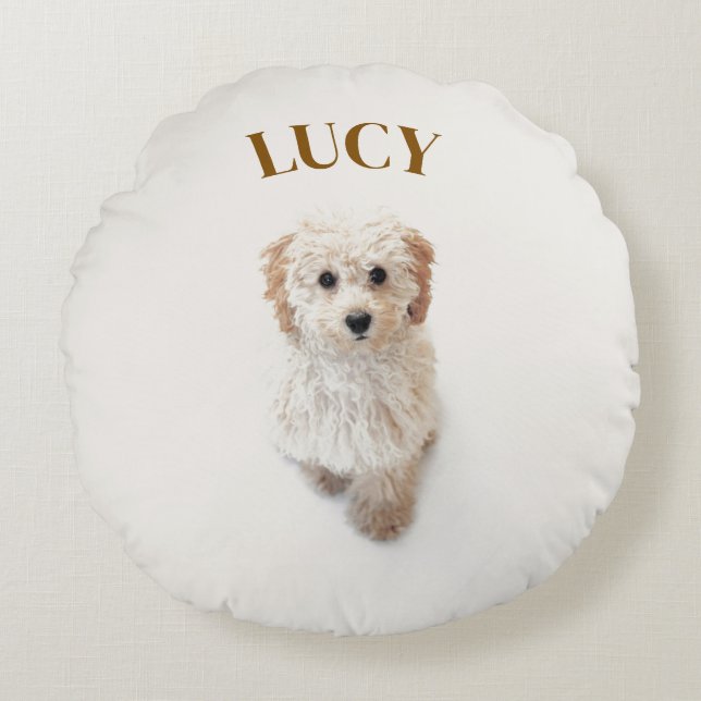 Coussin rond personnalisé - Chien et Coussin de no (Devant)