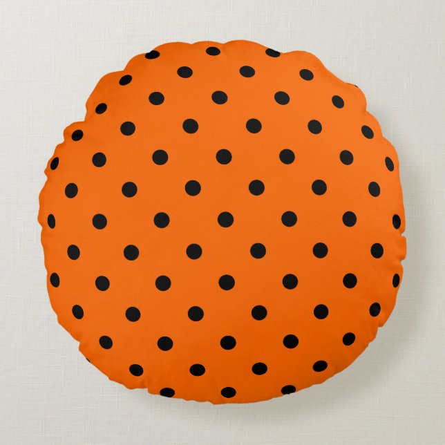 Coussin rond Pois orange/noir (Devant)