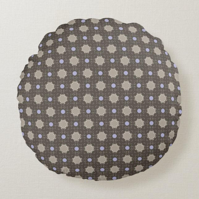 Coussin rond Pois violet et beige (Devant)