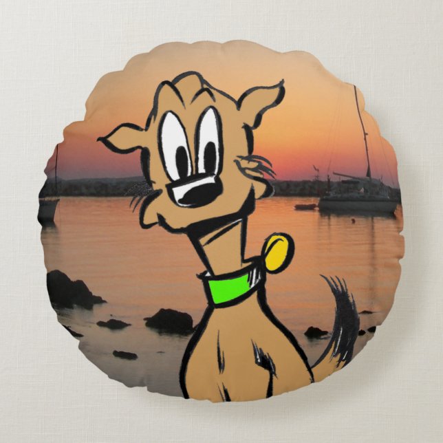 Coussin rond pour les enfants caricaturaux visages (Devant)