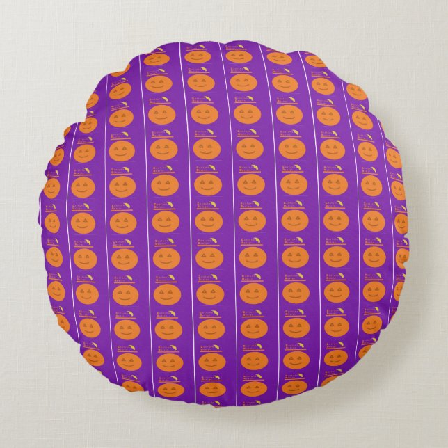 Coussin rond pourpre Citrouille de conception de c (Devant)