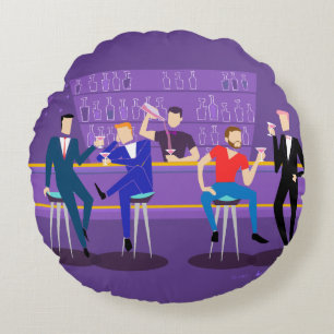Coussin rond Retro Gay Bar