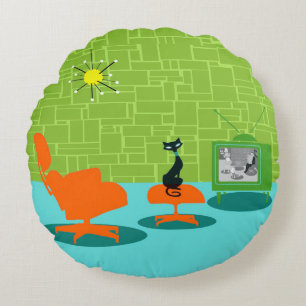 Coussin rond Retro Space Age Kitty Round