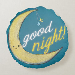 Coussin rond réversible de bonne nuit bonjour