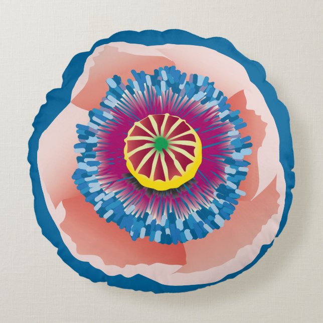 Coussin rond rose (Devant)