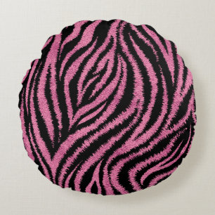  coussin rond "rose zèbre"