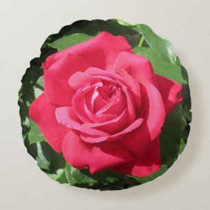 Coussin rond rouge Rose