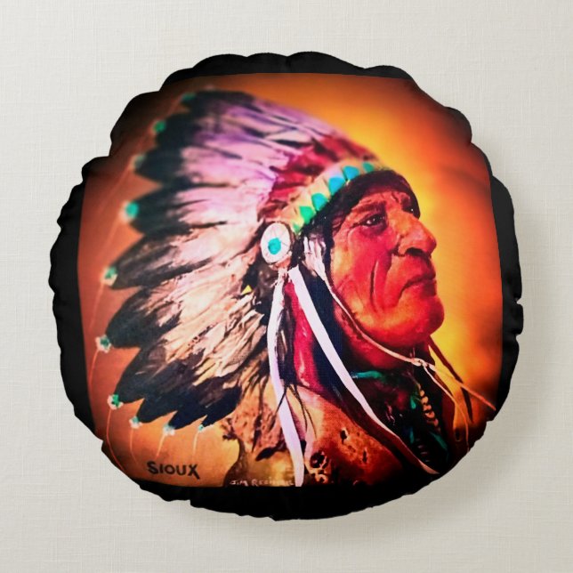 Coussin rond Sioux Chief (Devant)