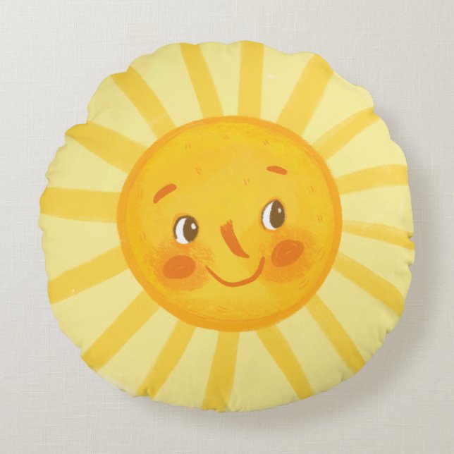 Coussin rond soleil souriant | Décor pour bébé mig (Devant)