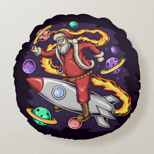 Coussin rond Space Père Noël (Devant)