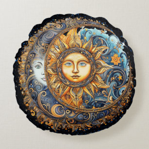 Coussin rond Sun et Moon Galaxy