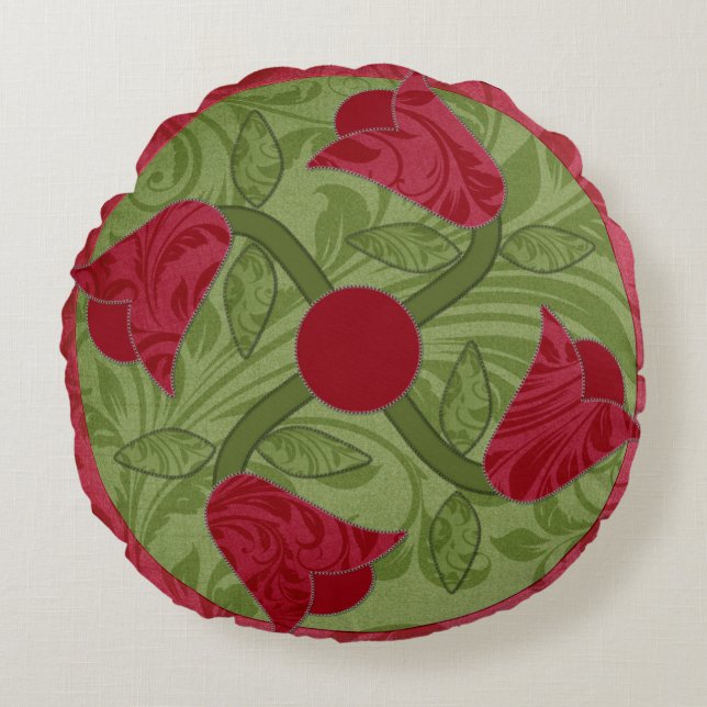Coussin rond Tulip Twist appliqué (Devant)