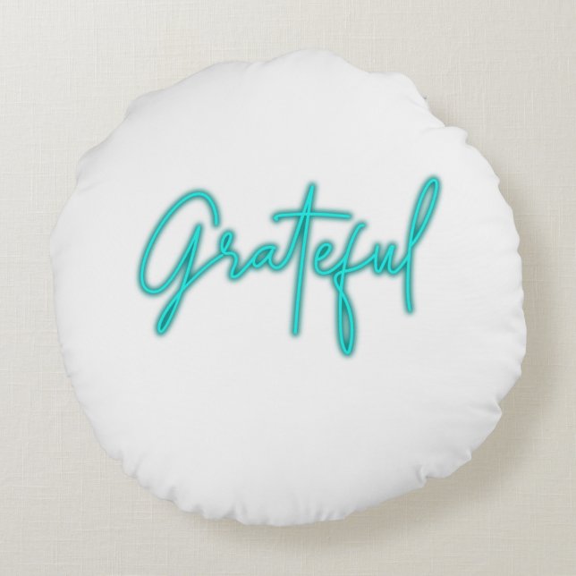 Coussin rond vert Jungle "Grateful" (Dos)