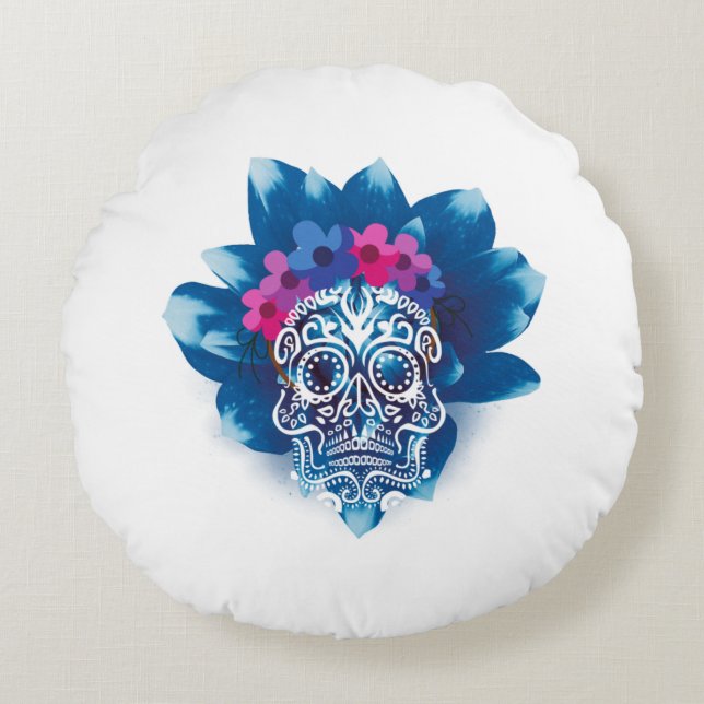 Coussin ronde avec design "Sweet Sweet Psycho" (Devant)