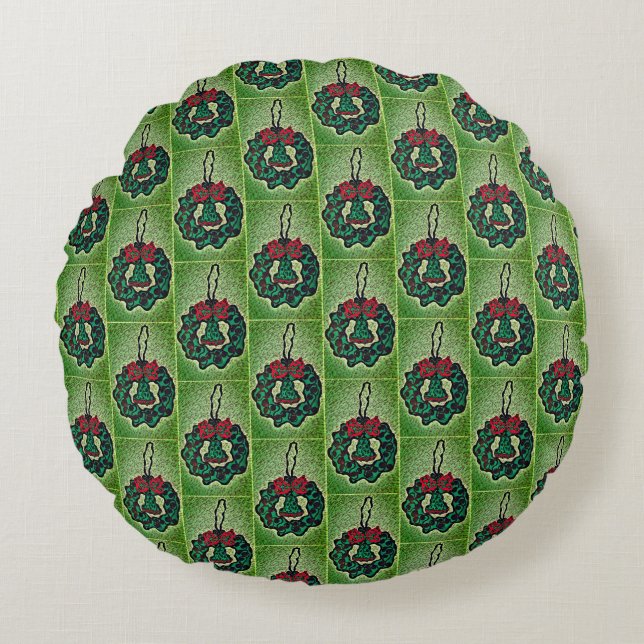Coussin ronde avec thème ornement de Noël (Devant)