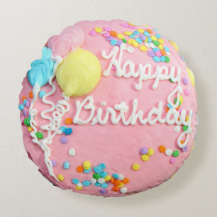 Coussin ronde de gâteau d'anniversaire