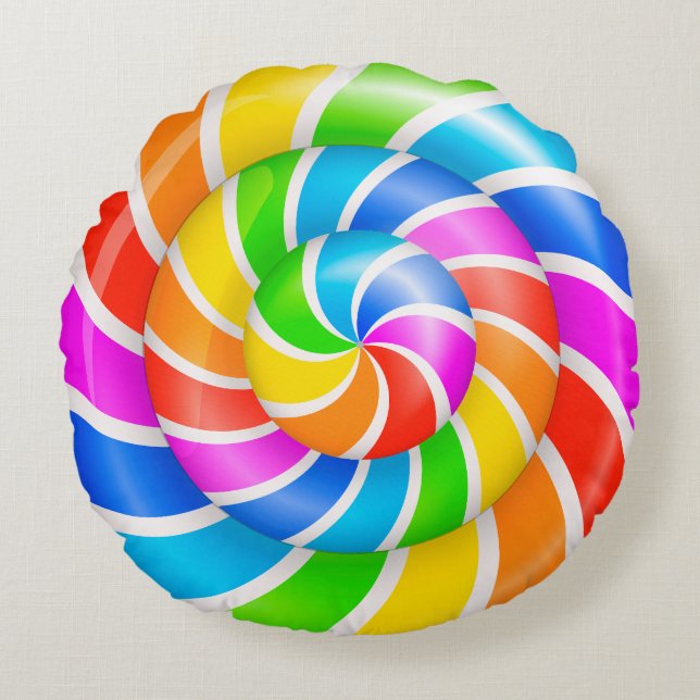 Coussin ronde de la texture de la sucrerie Cool (Devant)
