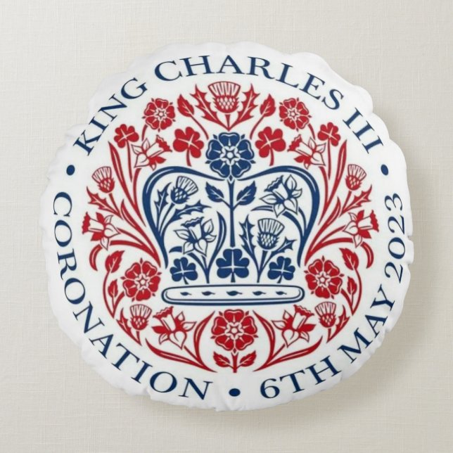 Coussin Ronde du couronnement du roi Charles III (Devant)