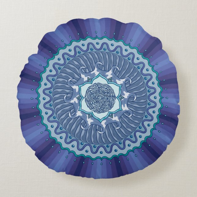 Coussin Ronde Mandala Water (Devant)