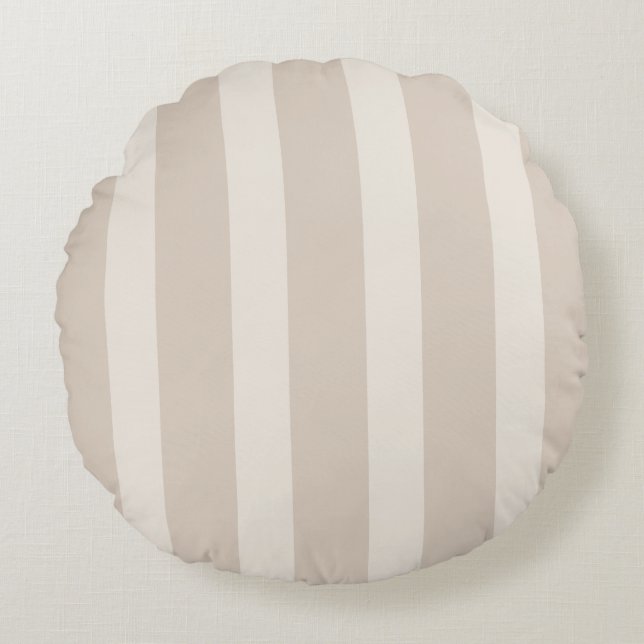 Coussin ronde minimaliste en rayure beige (Devant)