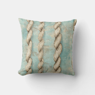 Coussin Rope marine Vintage Plage Patinée Bois
