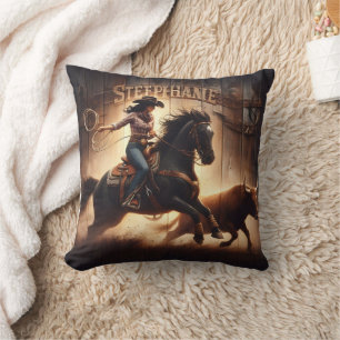 Coussin Roping A Bull Pendant La Concours De Rodéo Du Couc