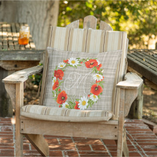 Coussin Roquette Rouge mignonne Blanc Jaune Fleurs de marg