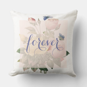 Coussin Rose anglais Butterfly Garden Wedding Forever