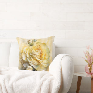 Coussin Rose Aquarelle Jaune agrandi